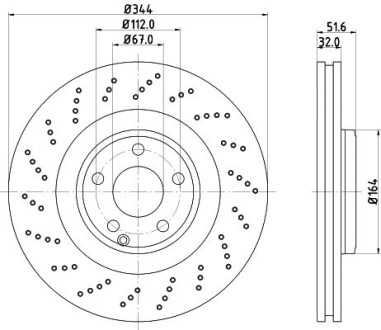 PRO HIGH CARBON DB Гальмівний диск передн. C218, X218 PAGID HELLA 8DD 355 126-381