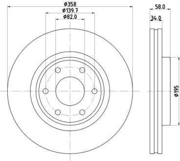 PRO NISSAN Диск гальмівний передній PATROL 5.6 10- PAGID HELLA 8DD 355 132-441