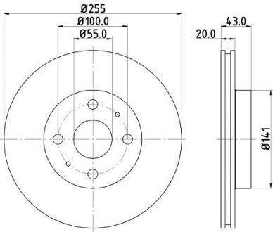 PRO TOYOTA гальмівний диск передн.Yaris 00-05 PAGID HELLA 8DD 355 108-881 (фото 1)