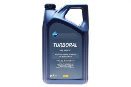 Фото запчастини Олива 15W40 Turboral (5L) (MB 228.3/MB 229.1Renault RVI RLD-2/MAN M 3275-1) ARAL AR-15F45B Олива 15W40 Turboral (5L) (MB 228.3/MB 229.1Renault RVI RLD-2/MAN M 3275-1) ARAL AR-15F45B