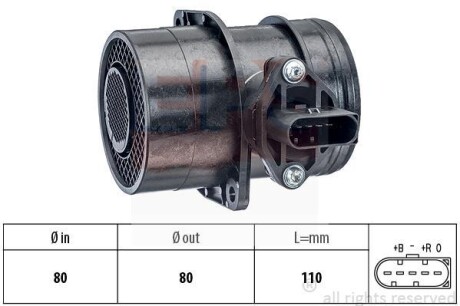 VW Расходомер воздуха Audi A3/4/6,Seat,Ford Galaxy,Skoda fabia,Octavia,SuperB,Caddy III,Golf IV,V,LT28-46,T5,Passat,Sharan,Touareg 1.9/2.5TDI EPS 1.991.191 (фото 1)