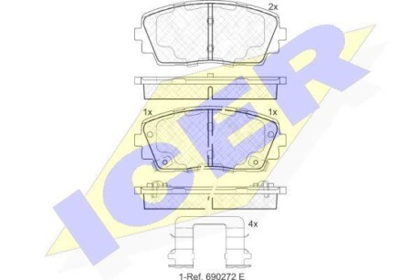 Колодки гальмівні (передні) Dodge i10 07-/Kia Picanto/Ray 11- ICER 182034