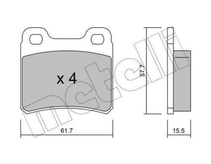 Колодки гальмівні (задні) Opel Astra F 91-01/Kadett E 86-91/Vectra A 88-95 METELLI 22-0141-0 (фото 1)