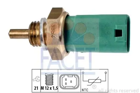 Датчик температури охолоджуючої рідини Clio (05-)/Modus (04-) 1.2 16V (7.3354) FACET 73354
