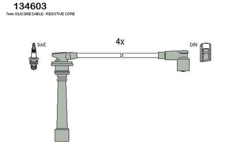 HUCO HYUNDAI К-кт проводів запалювання Accent X3 1.5 94- HITACHI HITACHI-HUCO 134603