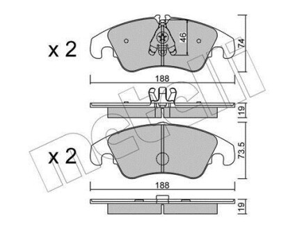 Колодки гальмівні (передні) Audi A6/A7/Q5 07- METELLI 22-0775-4