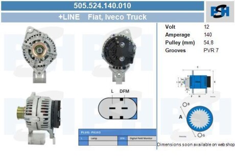 Генератор Iveco 140A PSH 505524140010