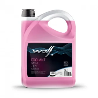 Готовый антифриз Coolant G12+ LL розовый 5 л WOLF 1052660