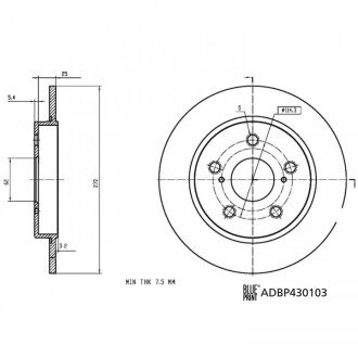 Диск гальмівний задній BLUE PRINT ADBP430103 (фото 1)