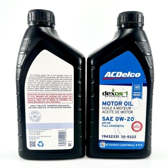 Олива моторна синтетична AC Delco "Full Synthetic Motor Oil Dexos1 Gen3 0W-20 SP" 0,946л ACDELCO 109322