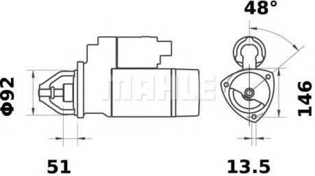 Стартер MAHLE MAHLE\KNECHT MS117 (фото 1)