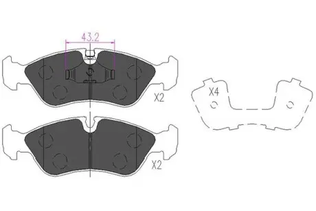 OPEL гальмівні колодки передн.Astra,Omega A,Vectra A,Daewoo Nexia,Lanos 1.6 KAVO PARTS KBP-1004