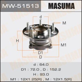 Маточина колеса ззаду ACCORD 09- (with ABS) (MW-51513) MASUMA MW51513