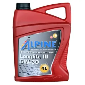 Олива моторна повн. синт. 5W-30 Longlife III C3 MB-229.51 VW-504.00/507.00 BMW LL-04 4л ALPINE 0285-4