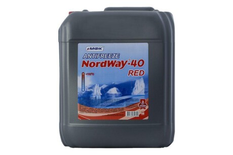 Антифриз " -40" (-26ºC) черв. G12, ПЕ кан. 10л/8,87кг (2 шт уп) NORDWAY 30812