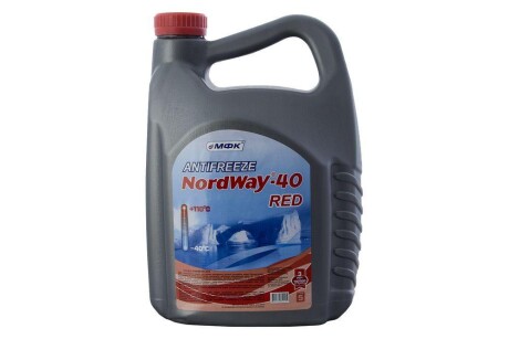 Антифриз " -40" (-26ºC) черв. G12, ПЕ кан. 4,8кг (4шт уп) NORDWAY 30811