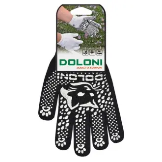 Рукавички DOLONI "Садові" трикотажні з ПВХ чорні клас 10/ розмір 8 DOLONI ДОЛОНІ 4894