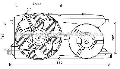 FORD Вентилятор радіатора (дифузор в зборі) TRANSIT TOURNEO 2.2 06-, TRANSIT 2.2 06- AVA FD7580