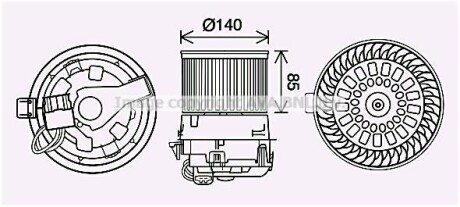 Вентилятор отопителя салона Citroen C3 (16-)/Peugeot 2008 (13-) AVA PE8558