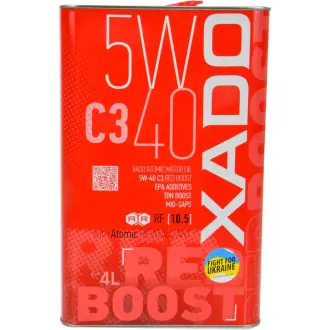 Моторное масло Atomic Oil C3 RED BOOST 5W-40 синтетическое 4 л XADO XA 26222