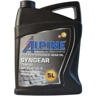 Трансмиссионное масло Syngear GL-4 / 5 MT-1 75W-90 синтетическое 5 л ALPINE 0745-5