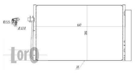 Конденсатор кондиціонера BMW 5 (E60/E61)/6 (E63)/7 (E65/E66/E67) 2.0D-4.4D 02-10 LORO 004-016-0016
