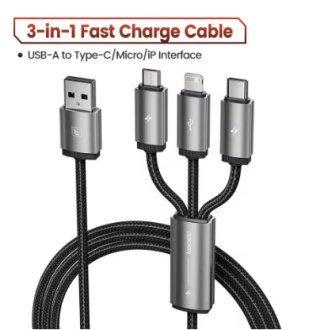 Кабель USB 3 в 1, 3,5 А, кабель для зарядки Micro USB Type C для iPhone, Huawei, Samsung, Xiaomi, 12, 13, ViVo, Oppo, кабель для передачи данных TOOCKI TXCLCMBL0G