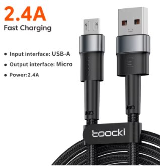 Кабель Micro USB 2,4A для быстрой зарядки микро-кабеля для передачи данных для Samsung S6 S7 Redmi Note для наушников, USB-кабель для передачи данных TOOCKI TXCMXK01