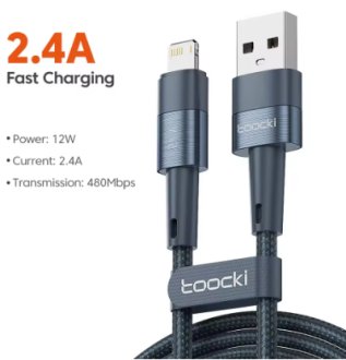 Кабель-USB для iPhone 14 13 12 Pro Max X XR Xs SE 7 8 Plus iPad 2,4 А TOOCKI TXCLYS03