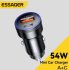 Автомобильное зарядное устройство 54W USB 5A быстрая зарядка 3.0 QC SCP AFC 30W USB Type-C ESSAGER ESCC11 (фото 2)