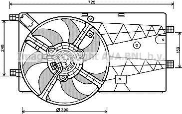 CITROEN Вентилятор радіатора (з дифузором) Nemo 1.3/1.4HDI 08-, Fiat Fiorino, Qubo, Peugeot Bipper AVA PE7548