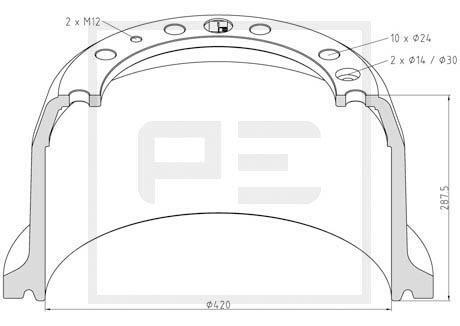 Гальмівний барабан PE AUTOMOTIVE 10608300A