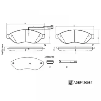 Колодки гальмівні (передні) Citroen Jumper/Fiat Ducato/Peugeot Boxer 06- (Brembo)/(з датчиком) BLUE PRINT ADBP420084