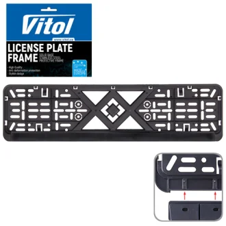 Рамка номерного знака черная SR в кульке VITOL 00000050284