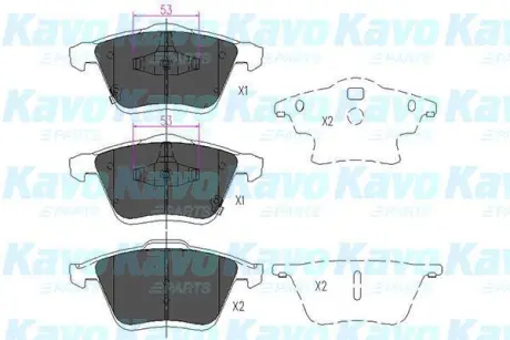 Гальмівні колодки, дискове гальмо (набір) KAVO PARTS KBP4553