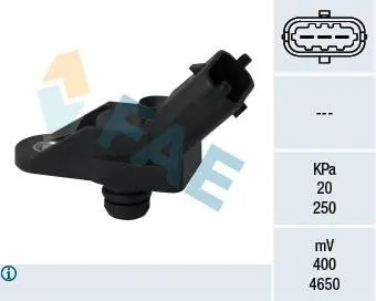 Датчик тиску у впускному колекторі (3 pin) VOLVO C70 I, S40 I, S60 I, S70, S80 I, V40, V70 I, V70 II, XC70 I, ALFA ROMEO 145, 146, 147, 156, 166, FIAT BRAVA, BRAVO I, DOBLO/MINIVAN 1.9D-3.0 04.96- FAE 15057