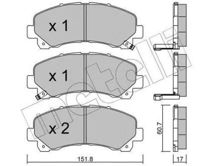 Колодки гальмівні (передні) Isuzu D-Max 2.5-3.0 DiTD/CRDi 02- METELLI 22-0902-0