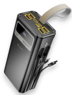 Повербанк 30000 mAh, 4 USB виходи, заряд через MicroUSB/Type-C/iPhone, індикатор заряду, чорний AVANTIS A388