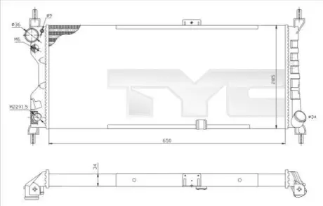 Радіатор, охолодження двигуна TYC 7250019R