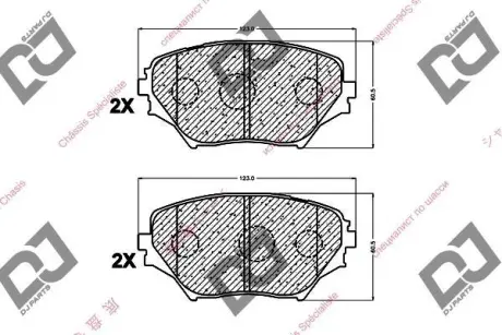 Гальмівні колодки, дискове гальмо (набір) DJ PARTS BP1011