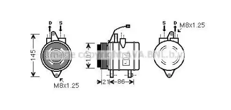 CHEVROLET Компресор кондиціонера MATIZ 0.8 05-, SPARK 0.8 05-, DAEWOO AVA DWAK079