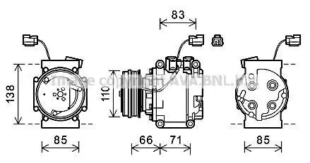 HONDA Компресор кондиціонера CITY IV 1.3 05-, JAZZ II 1.2, 1.3 02- AVA HDAK260