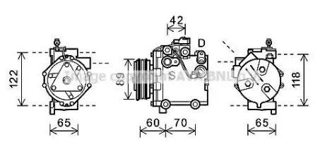 SUZUKI Компресор кондиціонера SWIFT III 1.3 05-, SX4 1.5, 1.6 06- AVA SZAK125