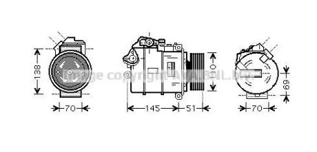 BMW Компресор кондиціонера 3 (E90) 05-, 5 (E60) 04- AVA BWAK384