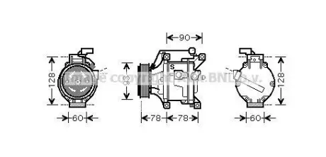 TOYOTA Компресор кондиціонера COROLLA 1.4-2.0 01- AVA TOAK443
