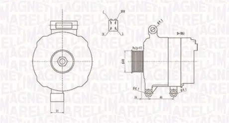 Генератор (12В, 90А) ACURA RSX, HONDA CR-V II, FR-V, INTEGRA, STREAM 2.0/2.4 05.01- MAGNETI MARELLI 063731728010