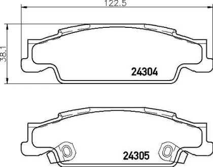 Комплект гальмівних колодок задн (з комплектуючими), CADILLAC CTS, STS 2.6-4.6 03.02-12.12 BREMBO P09007