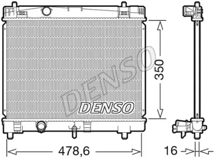 Радіатор двигуна (мкпп) DAIHATSU CHARADE VIII, TOYOTA YARIS, YARIS / VIOS 1.0-1.33 04.02- DENSO DRM50103