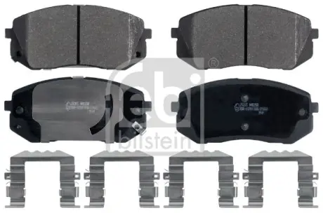 Комплект гальмівних колодок передн, HYUNDAI I40 I, I40 I CW, IX35, TUCSON, TUCSON/SUV, KIA OPTIMA, SOUL II, SPORTAGE III, SPORTAGE IV 1.6-2.4 08.09- FEBI 116265