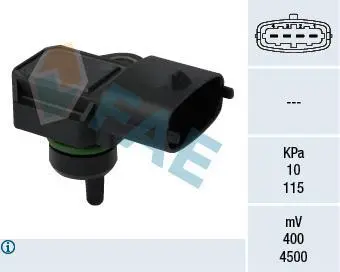 Датчик тиску у впускному колекторі (4 pin) HYUNDAI ACCENT II, ACCENT III, ATOS, COUPE I, COUPE II, ELANTRA III, GETZ, I10 I, I30, MATRIX, SANTA FÉ I, SONATA IV, TRAJET, TUCSON 1.0-2.0LPG 08.96-12.13 FAE 15118